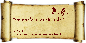 Mogyoróssy Gergő névjegykártya